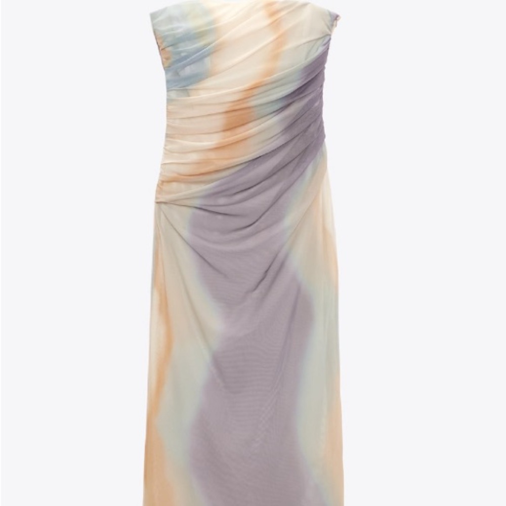 Zara Strapless Dress in Soft Neutrals